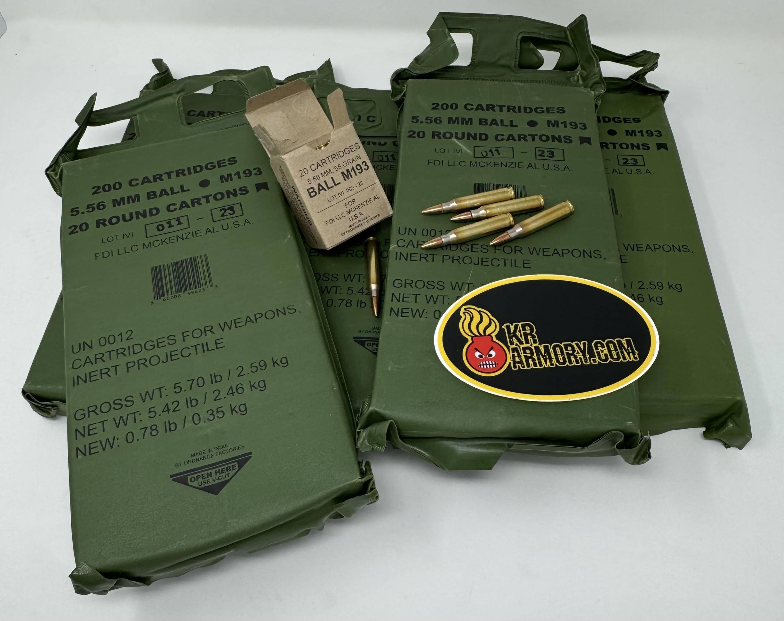 M193 5.56 FMJ 55 GR FDI 1000 ROUND CASE WITH 5 - 200 ROUND BATTLE PACKSSPECIAL)