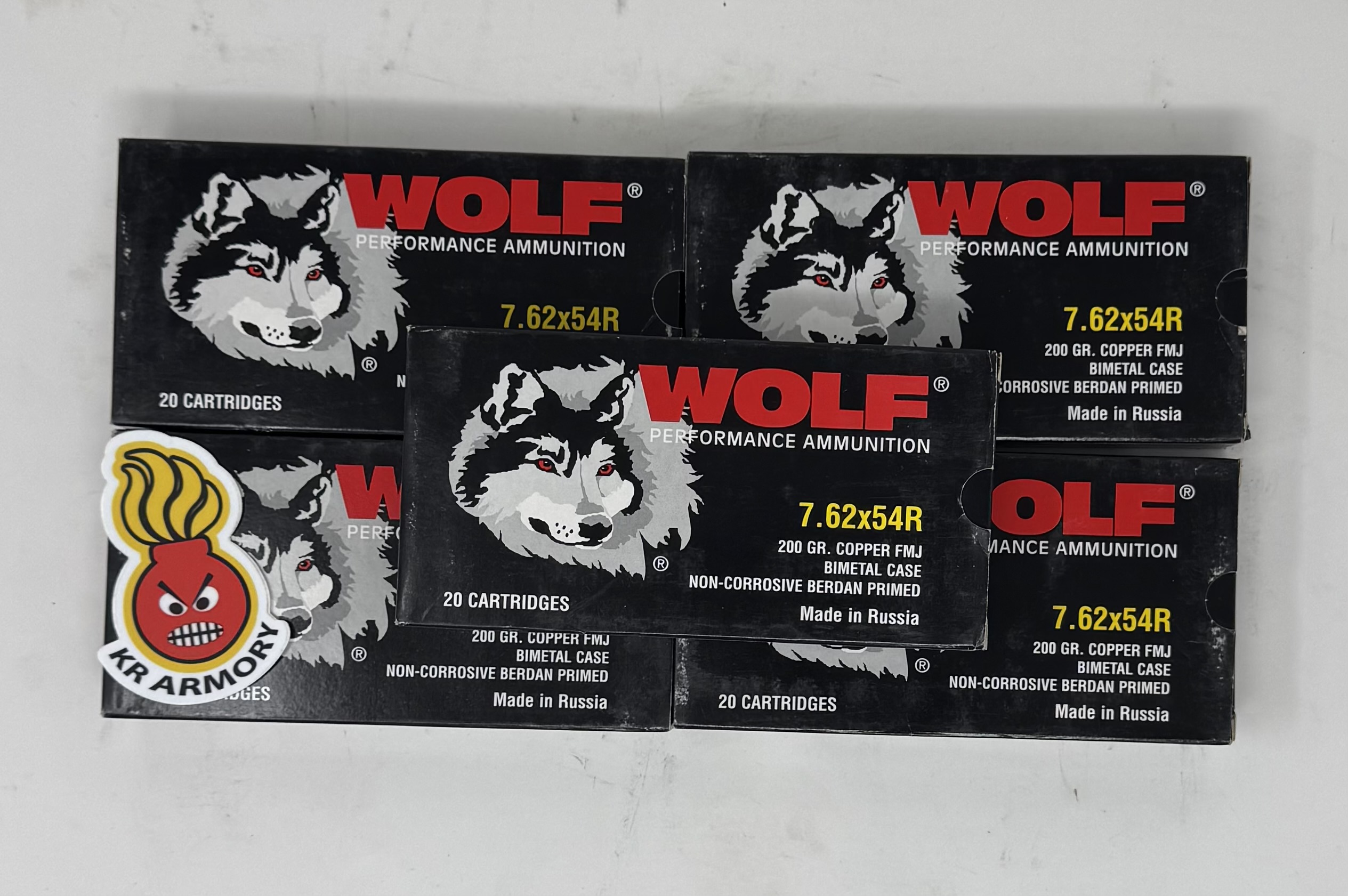 WOLF 7.62X54R 200 GR FMJ (100 ROUNDS / 5 BOXES OF 20)